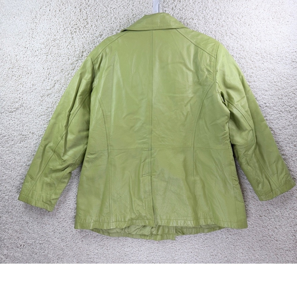 Ashley Stewart Leather Jacket Women 2XL Green Good Double Breasted Pea Coat - Picture 3 of 14